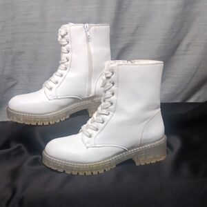 Sugar White Combat Boots